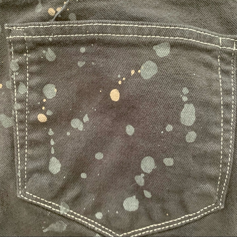 HP🎉 PAIGE Edgemont Grey Zip Paint Splatter Skinny Jeans Size 27 - Picture 8 of 15